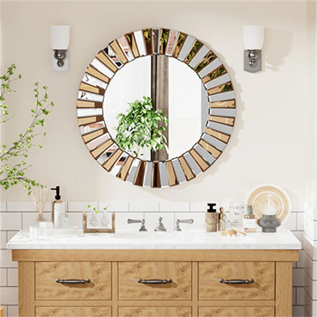 BORWARTH Round Wall Mirror Decor Accent Hallway Bathroom