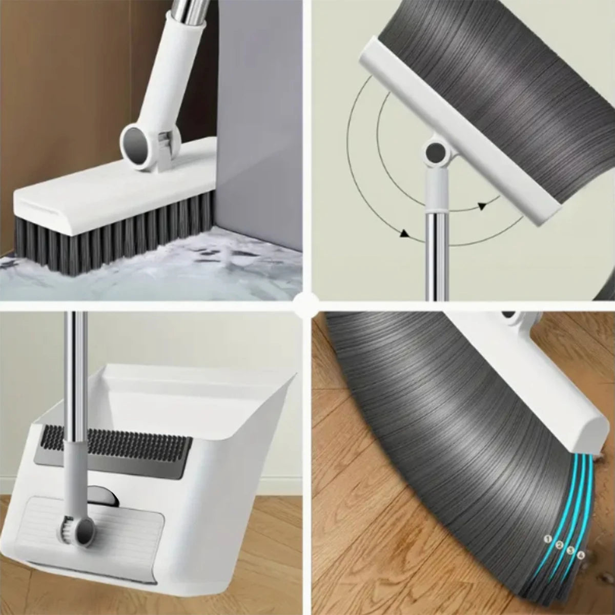 3-In-1 Broom And Dustpan Set For Home Office Dorm Cleaning