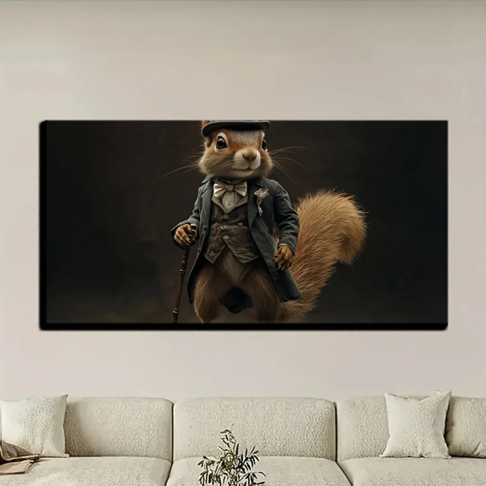 Hign Concerned Steampunk Squirrel Wall Canvas Poster Decor