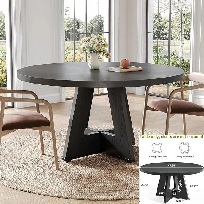 Little Tree Modern Dining Table With Tapered Wood Legs For Kitchen Living Room