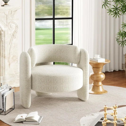 Chenille Armchair Barrel Accent Chair Mid Century Upholstered