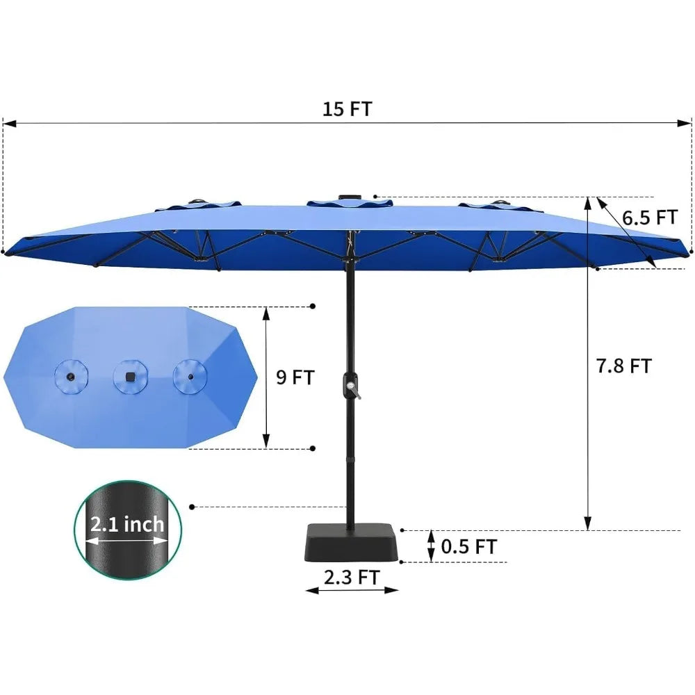 Highconcerned 15ft Rectangular Patio Umbrella With Base Included