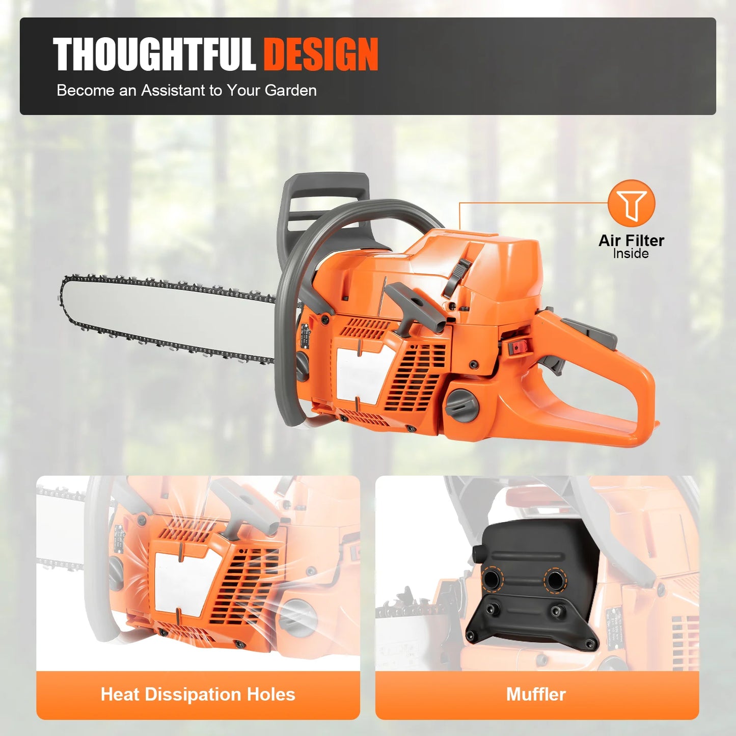 Gasoline Chainsaw 2 Stroke Engine For Wood Cutting Power