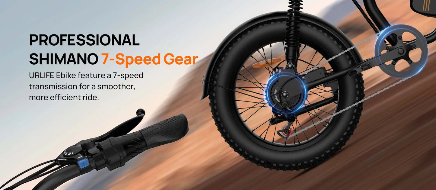 URLIFE T2 1500W EBike 48V 15.6Ah Battery 28 MPH Range Fat Tire