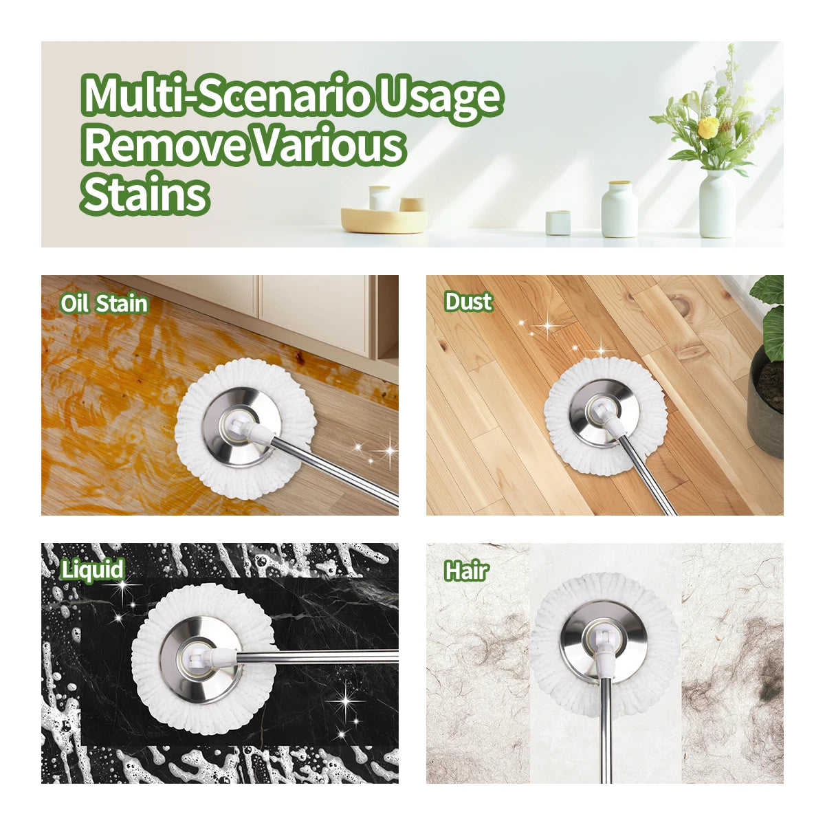 360 Degree Spin Mop System With Self Cleaning Bucket Heads