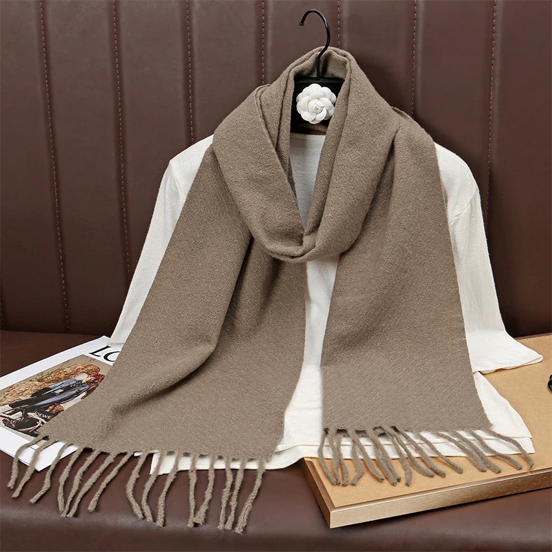 Runmeifacn Warm Cashmere Scarf For Women Solid Knit Wrap