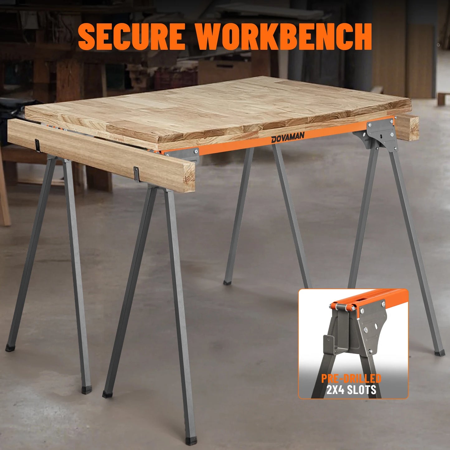 DOVAMAN Folding Saw Horse Two Pack With Quick Release Legs