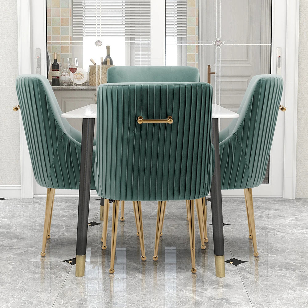 SEYNAR Modern Glam Boucle Velvet Dining Chair Set Of 4 With Rear Handle
