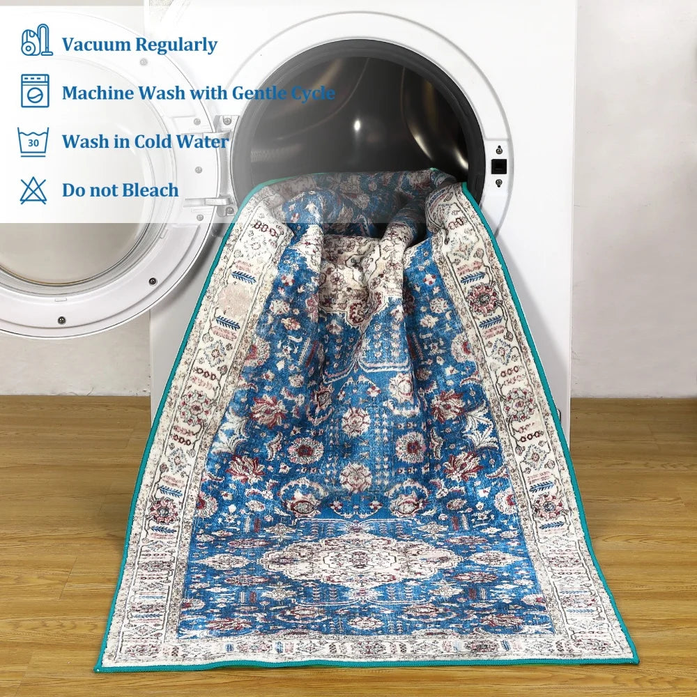 HobbyLane Washable Vintage Area Rug Non Slip Backing