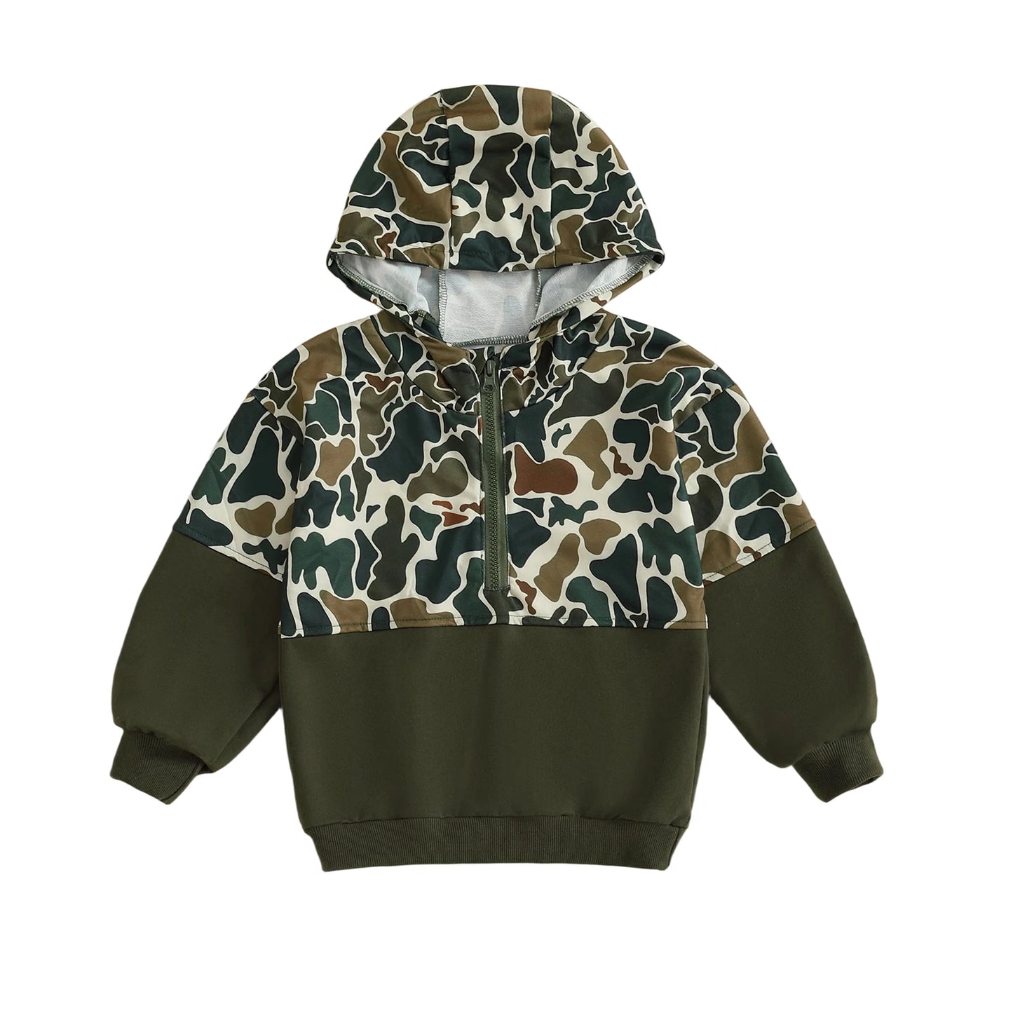 CN Guangdong Camouflage Half Zip Hooded Sweatshirt For Kids