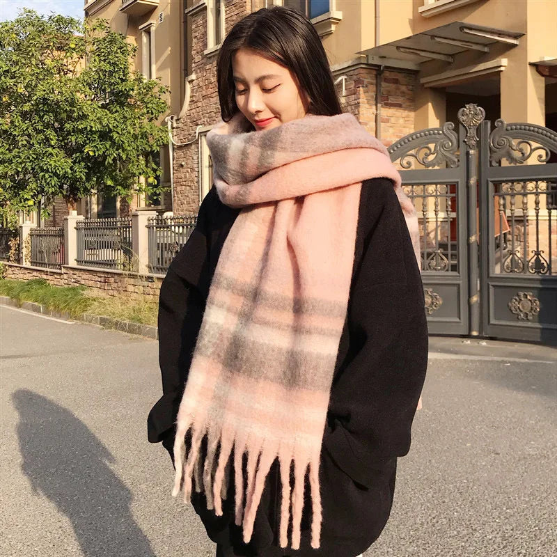 Winter Warm Tassel Scarf For Women Cotton Polyester