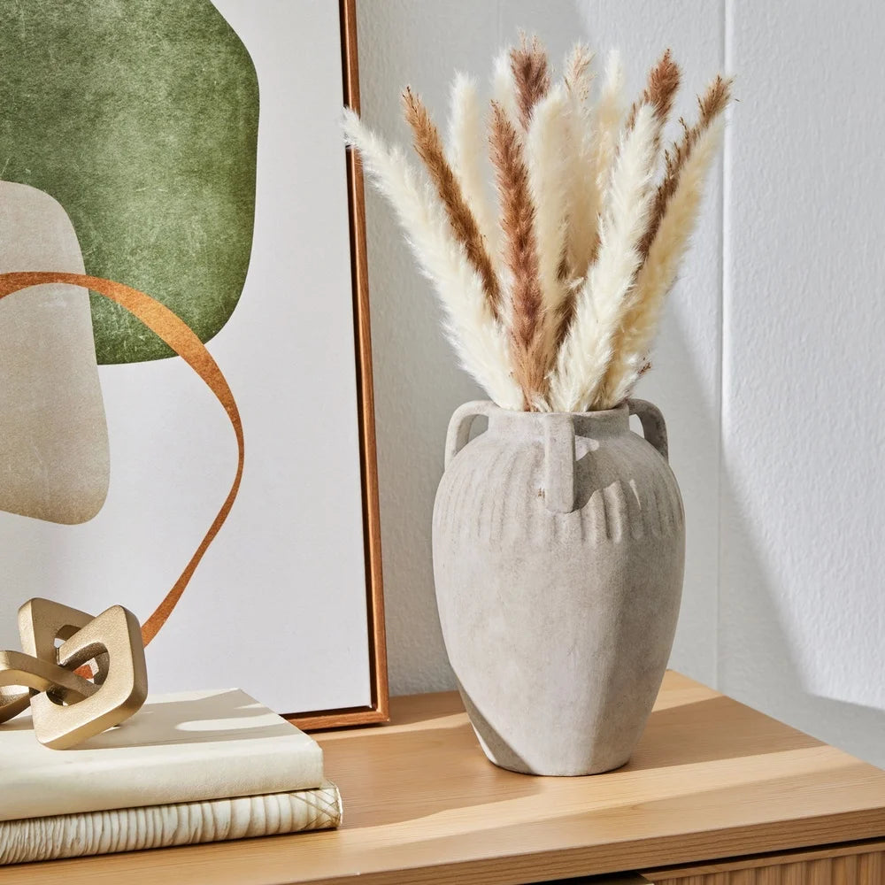 Function Ceramic Vase Three Handle Decorative Flower Holder