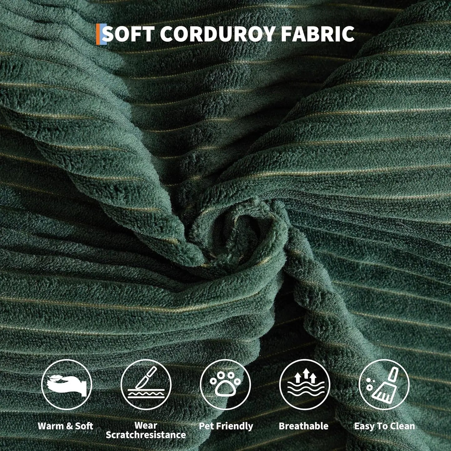 Corduroy Convertible Sleeper Sofa 5 In 1 Fixed Frame