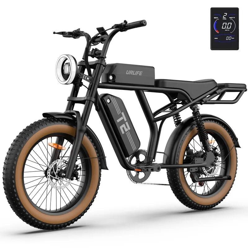 URLIFE T2 1500W EBike 48V 15.6Ah Battery 28 MPH Range Fat Tire