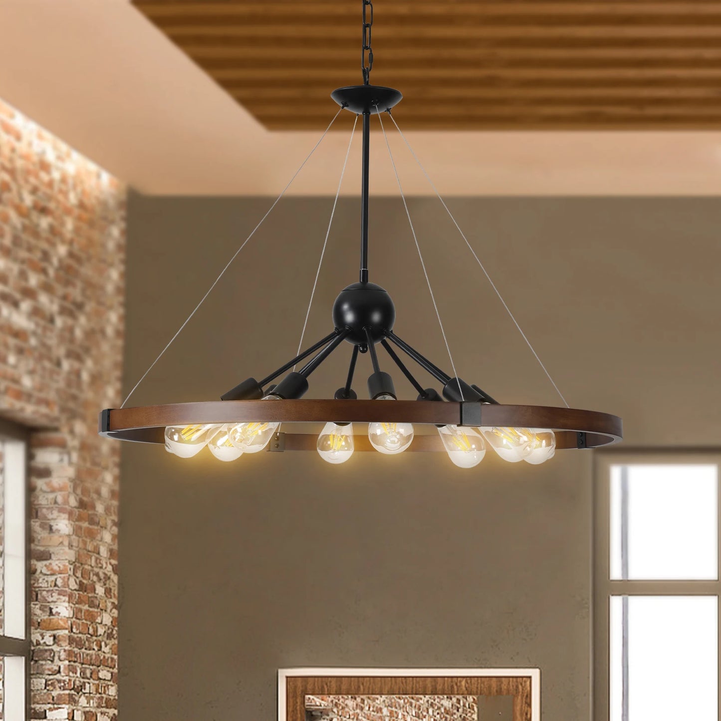 ARLGSITE Industrial Farmhouse 8 Light Pendant Chandelier