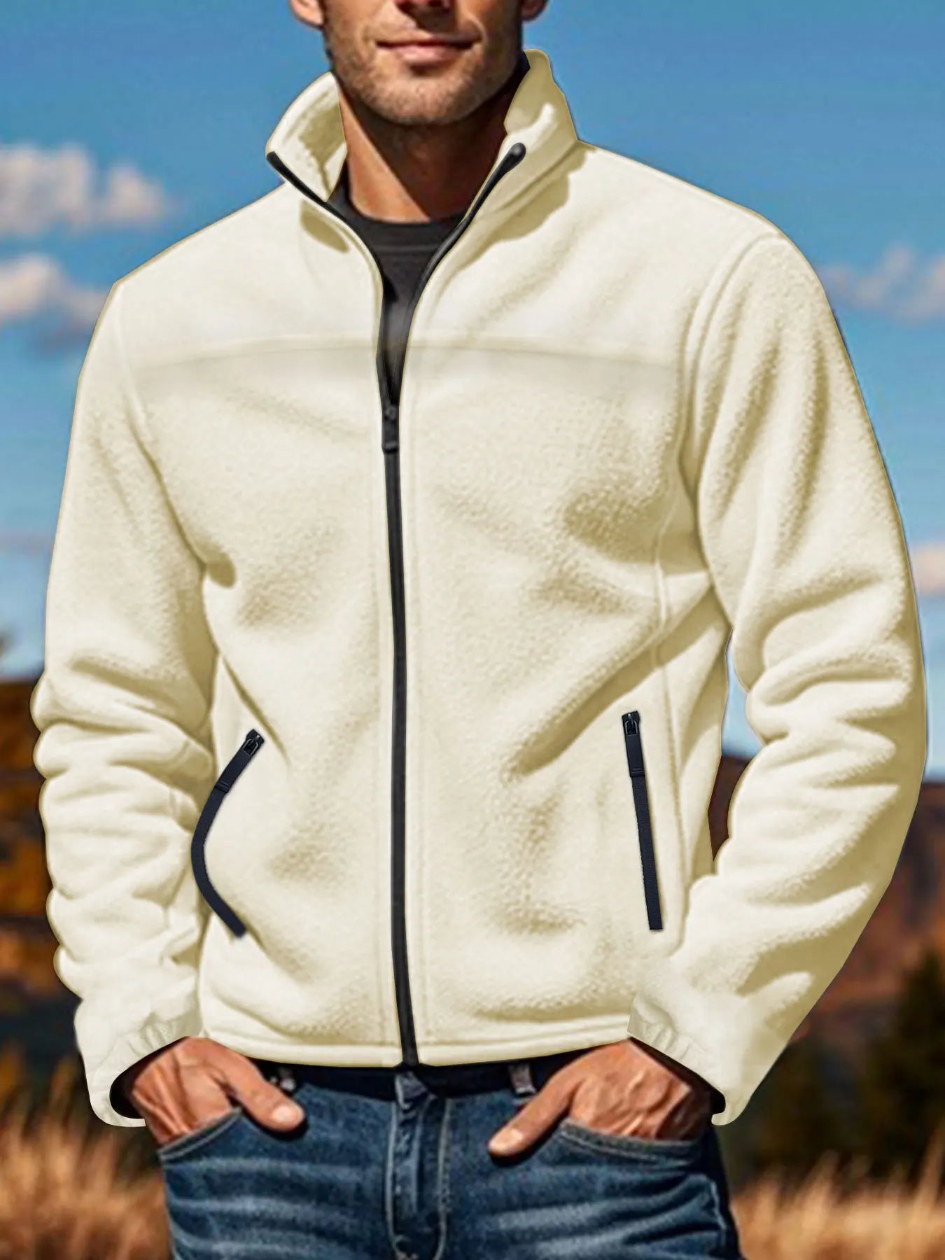 Zhejiang Fleece Jacket For Men Outdoor Zip Stand Collar