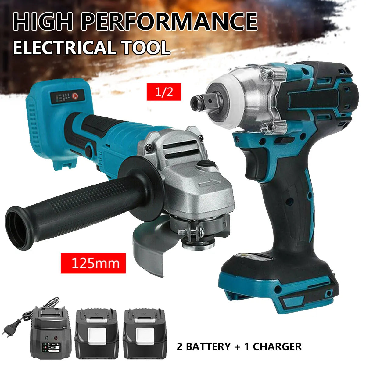 High-Concerned Chemical 18V Brushless Angle Grinder And Impact Wrench Kit