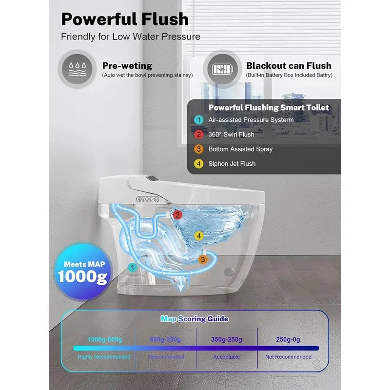 OUCE Smart One Piece Toilet Heated Seat With Night Light