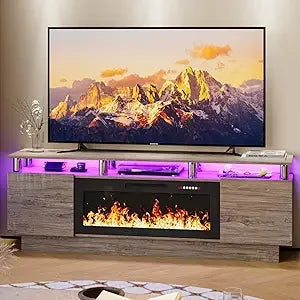 Modern Wooden Electric Fireplace TV Stand With Remote