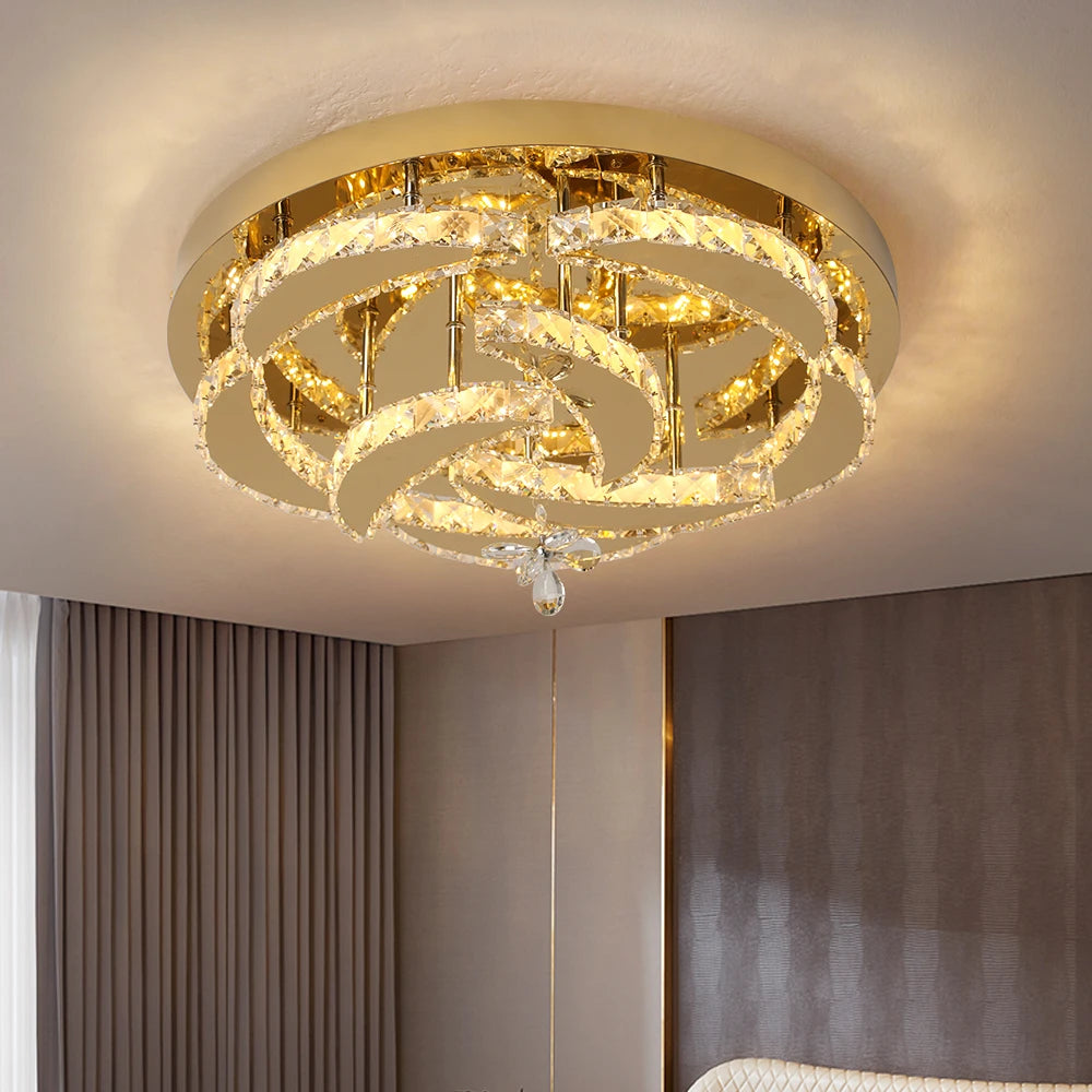 GreeLustr Flower Led Crystal Ceiling Chandelier Light