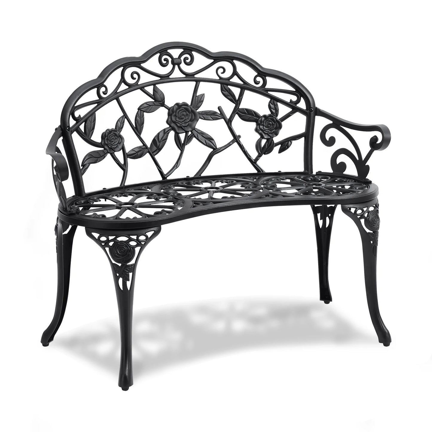 SucceBuy Outdoor Wooden Metal Garden Bench Load Capacity 480 Lb
