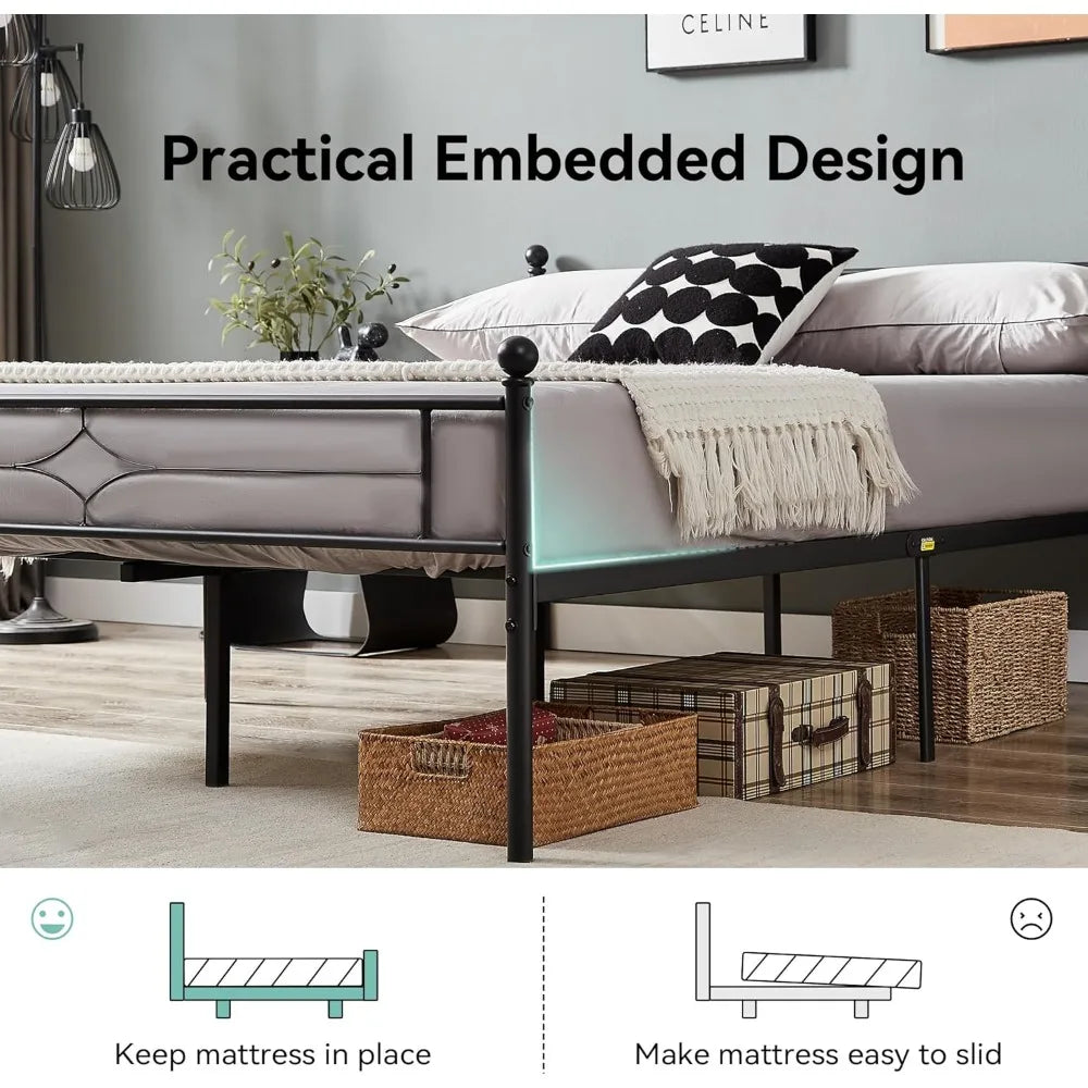 ZHUXIANG Bed Frame With Headboard Footboard No Box Spring