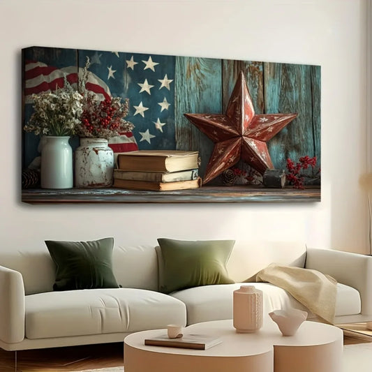 Hign-concerned American Flag Pine Frame Patriotic Posters