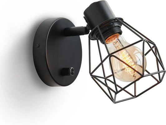 Lightess Vintage Cage Wall Sconce With Dimmer Adjustable Head