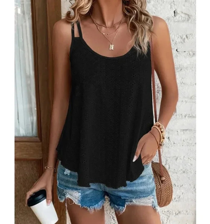 Women Boho Camis Tops Loose Hollow Out Pullover Summer