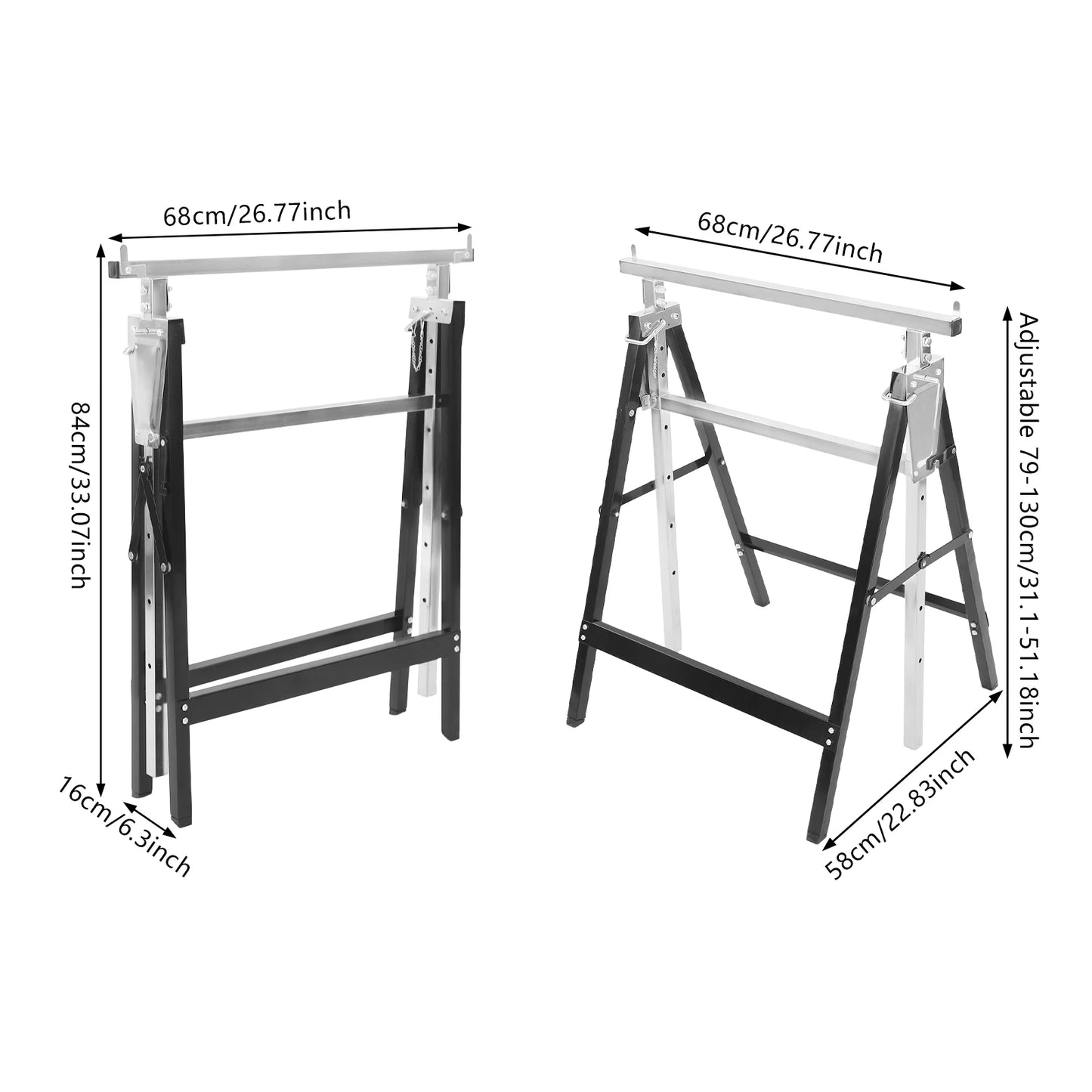 Each Saw Horse Heavy Duty Folding Sawhorses 220 Lb Capacity