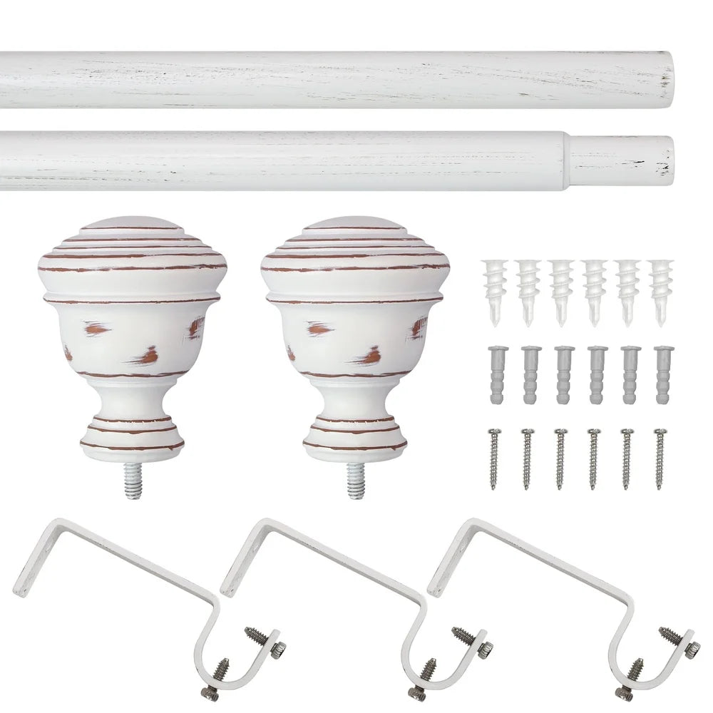 XMSJ Faux Wood Curtain Rod Set With Brackets And Hardware