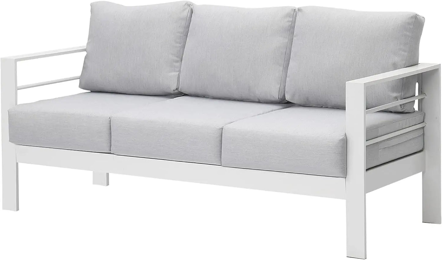 Two Piece Aluminum Patio Armchairs Set Outdoor All Weather Cushions