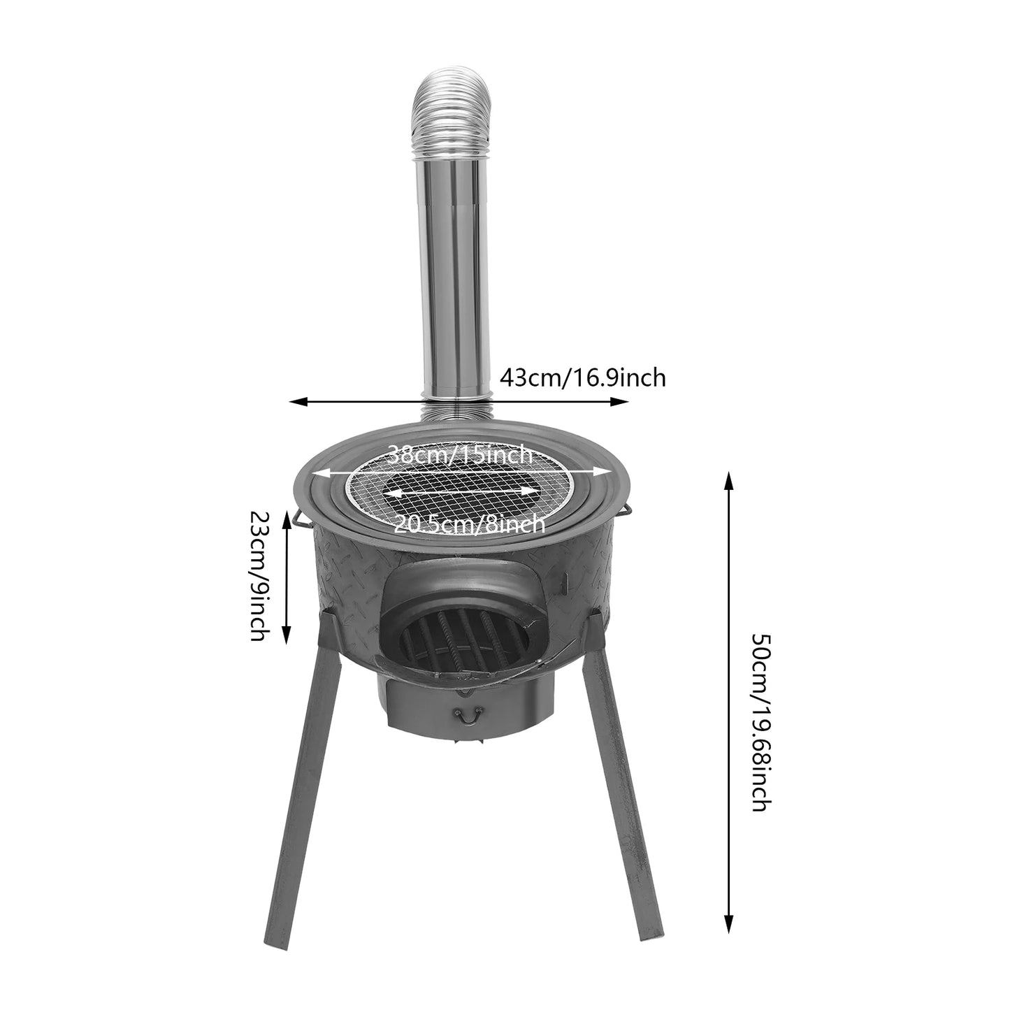 Portable Wood Burning Stove With Three Wok Rings For Outdoor Cooking
