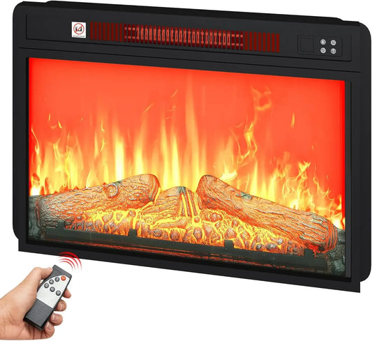 Electric Fireplace Insert With Remote Control, Adjustable Temperature And Timer