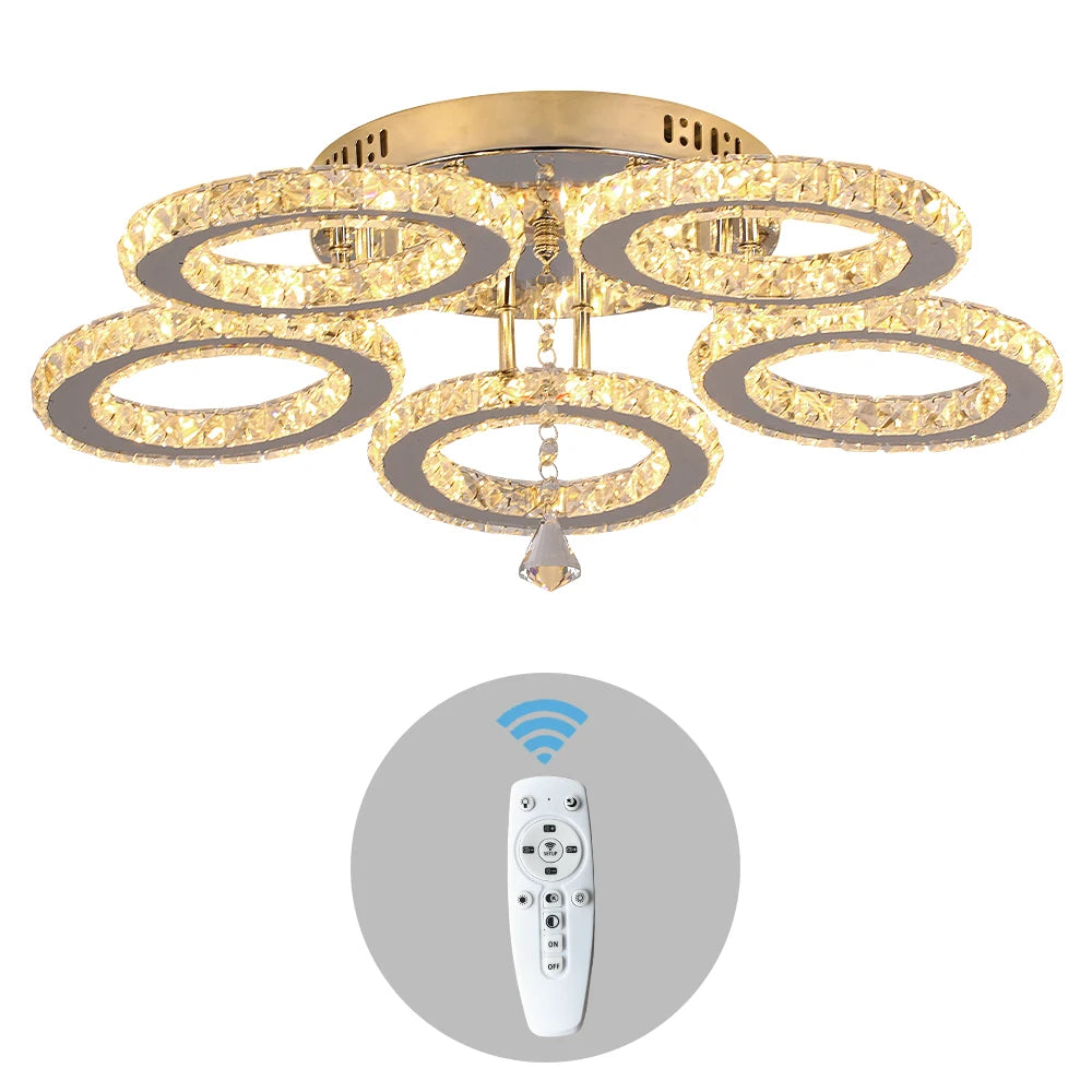 VETRULUS Modern K9 LED Crystal Ceiling Lamp Chandelier Pendant Smart