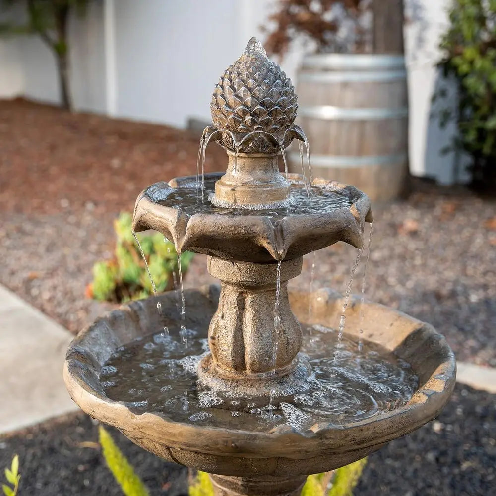 Two Tier Outdoor Water Fountain With Auto Shut Off Pump