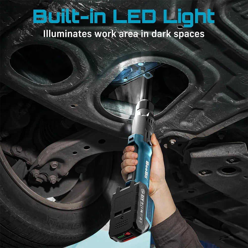 Seesii 21V Cordless Electric Wrench 80Nm Torque Rechargeable Ratchet