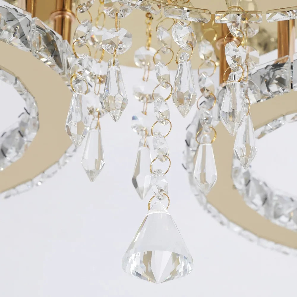 Led Ceiling Light Crystal Chandelier For Living Room Gold Finish