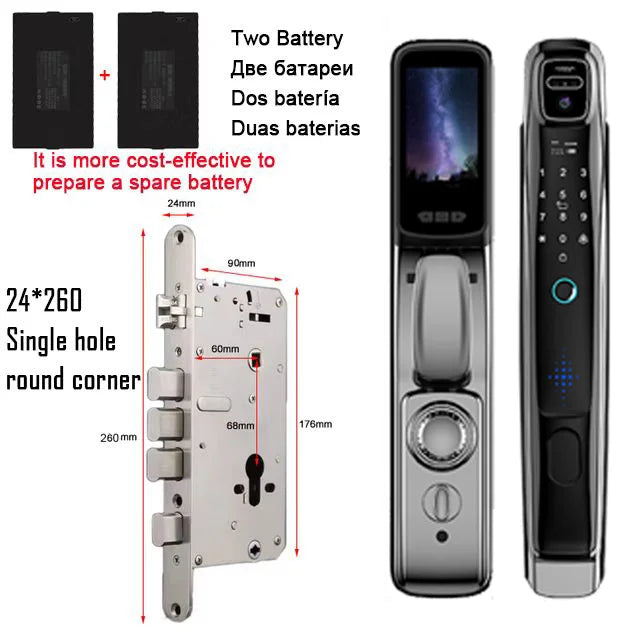 YKESDL WiFi Face Recognition Smart Door Lock With Camera
