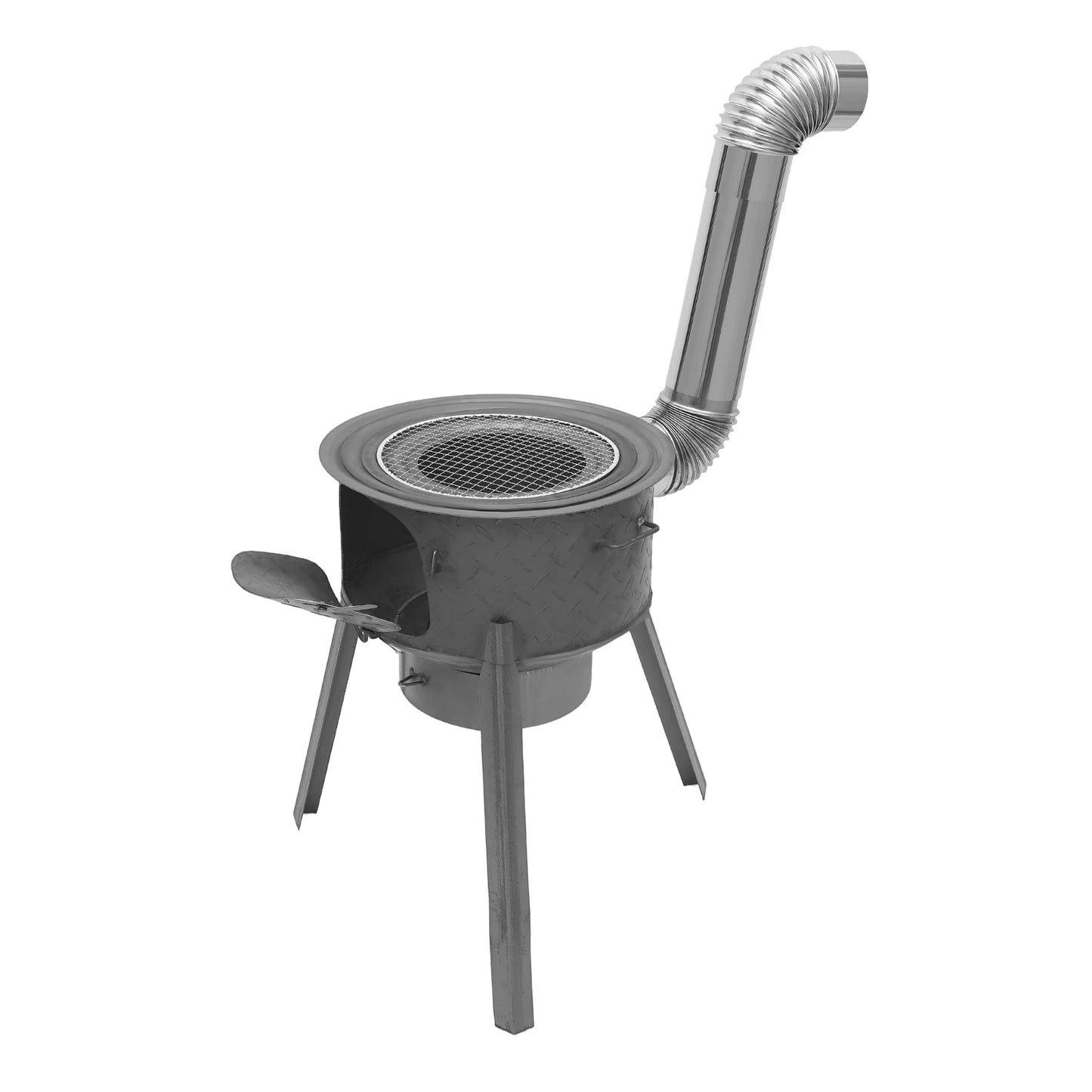 Portable Wood Burning Stove With Three Wok Rings For Outdoor Cooking