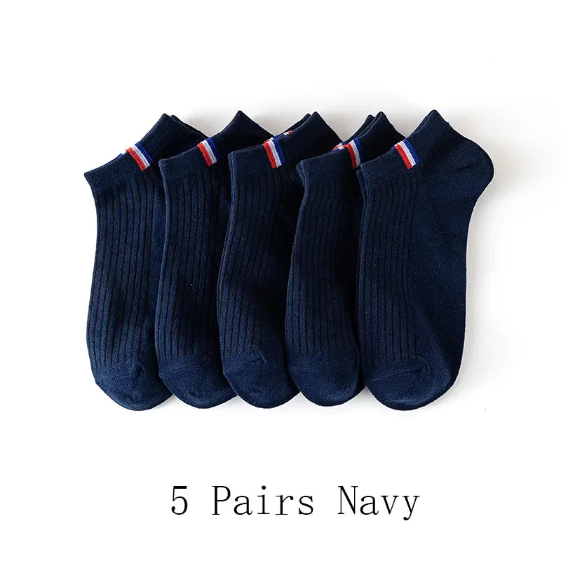 NONECN 5 Pairs Breathable Sweat Absorbing Mens Boat Socks