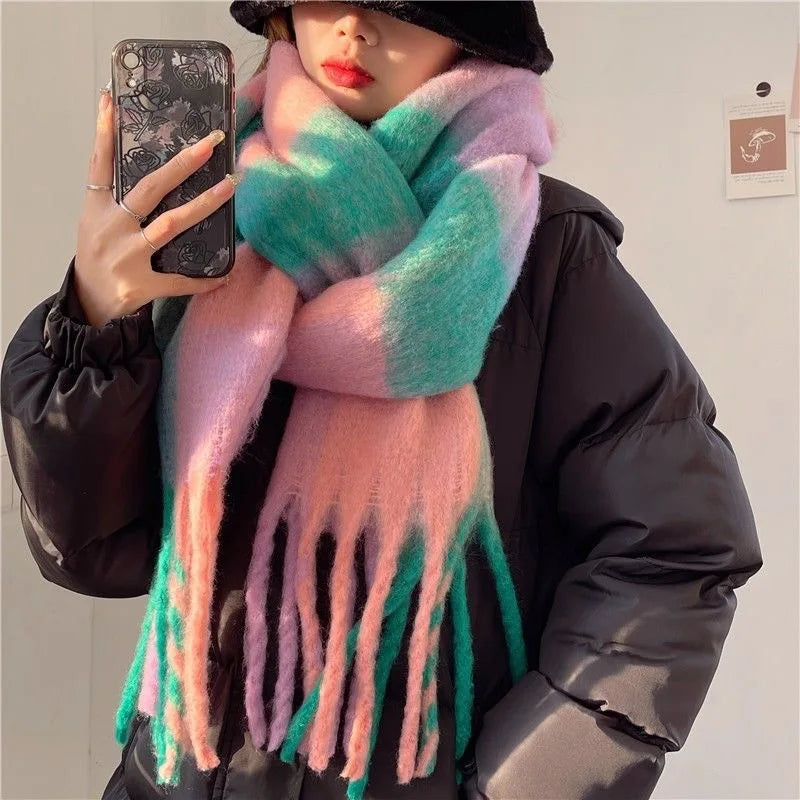 SENAIFEICN Winter Thick Warm Scarf Women Polyester Shawl