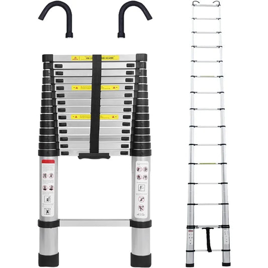 ANGDUO Telescoping Aluminum Ladder with Detachable Hooks
