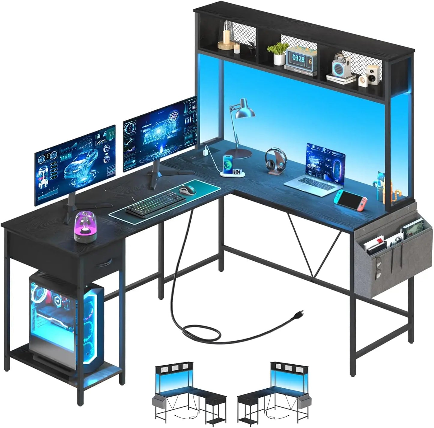 Hign-concerned Chemical L Shaped Gaming Desk With LED Drawer