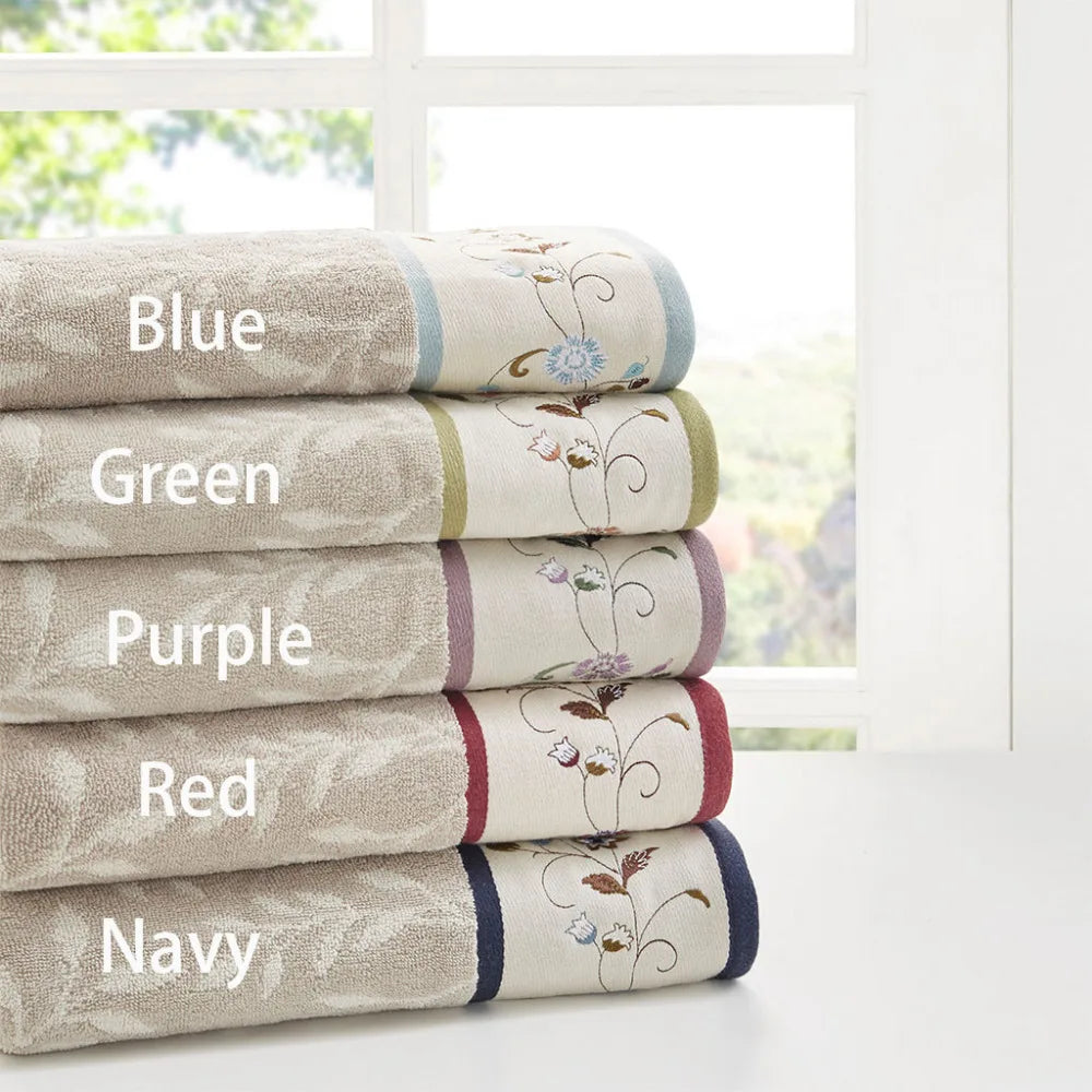 CN Hong Kong Embroidered Cotton Jacquard Towel Set 6 Piece
