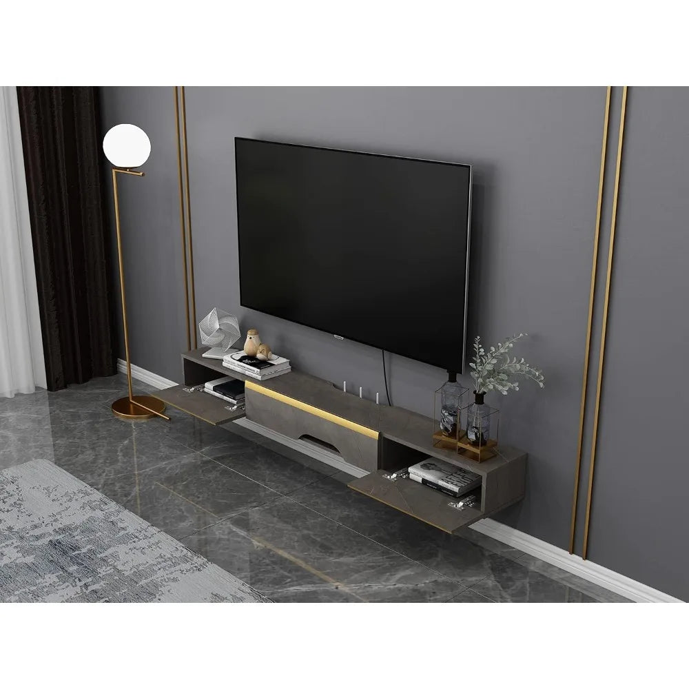 DAFIFY Modern Wall Mounted TV Console With Doors And Storage