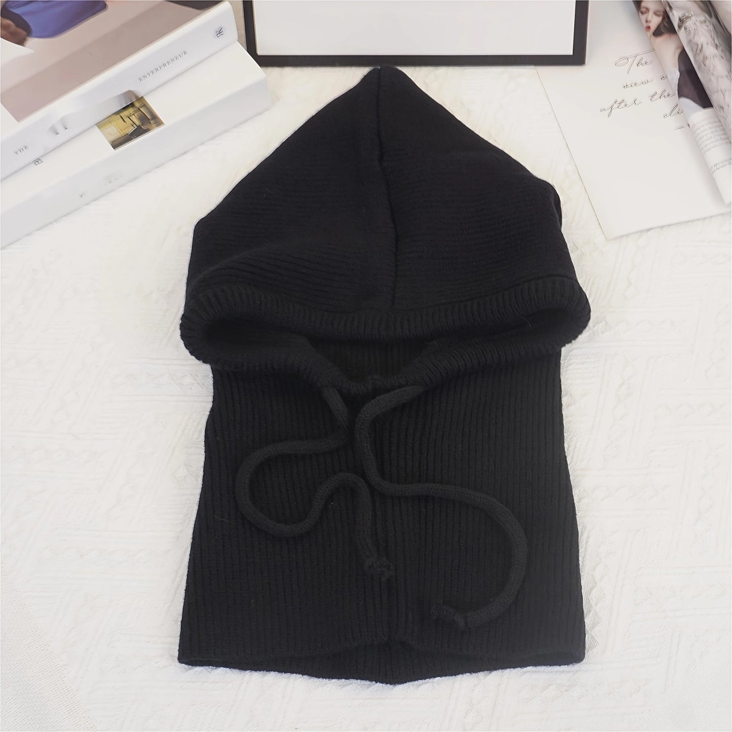 Fujian Knit Hooded Scarf Beanie Set For Winter Warmth