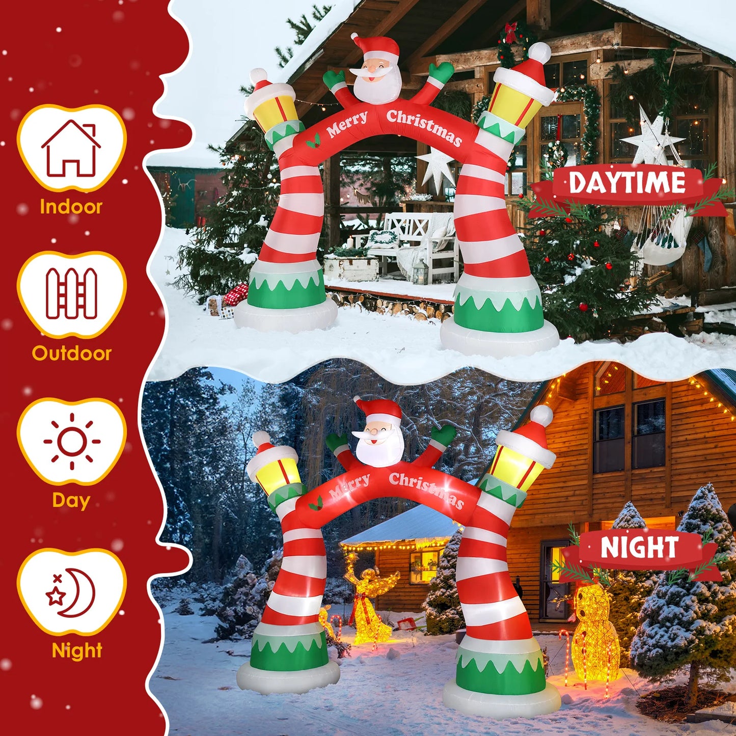 Hign-concerned Chemical Inflatable Santa Arch With LED