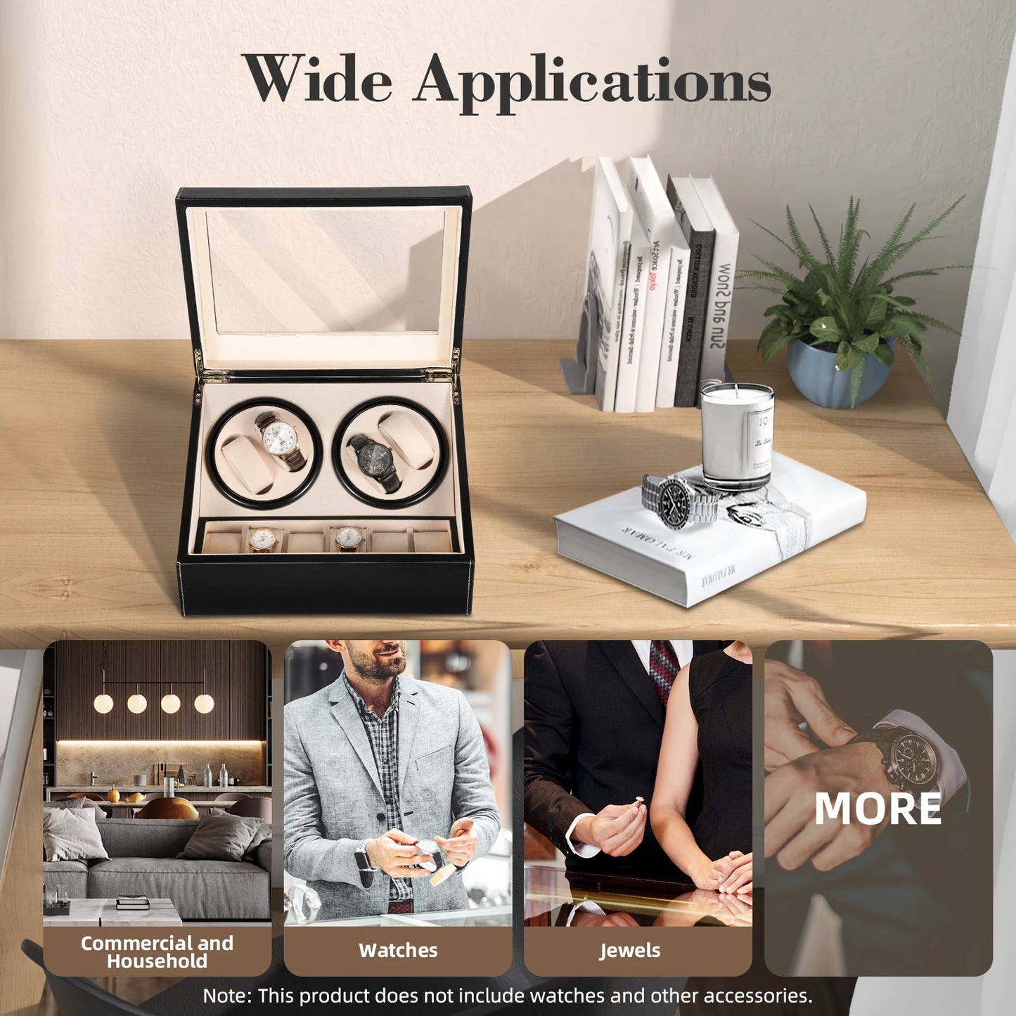 Watch Winder Box for Automatic Mechanical Watches PU Leather