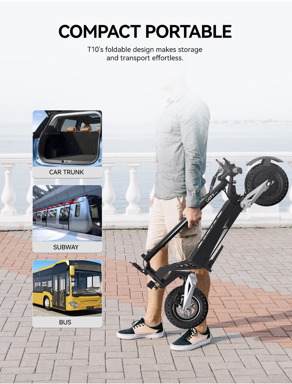 OOTD T10 Foldable Electric Scooter 900W Dual Shock 55kmh